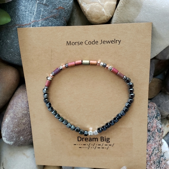 DREAM BIG Morse Code Bracelet - Picture 1 of 4